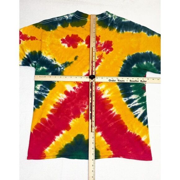 Vintage Rasta Lizard T-Shirt Large Tie Dye Ganja Weed Jamaica Hippe Beach Single - Picture 6 of 10